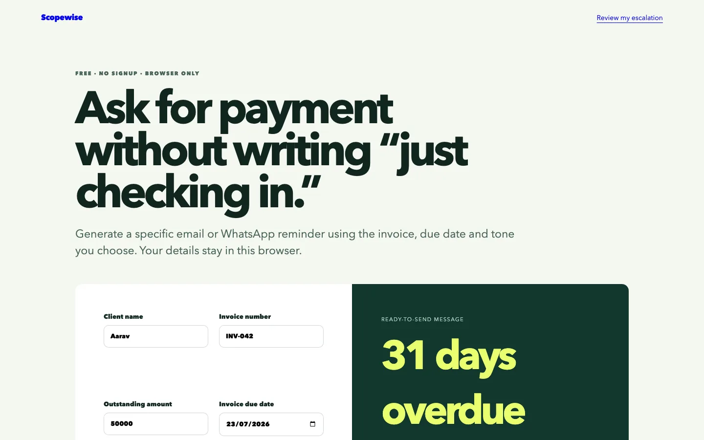 Scopewise Payment Reminder screenshot 1