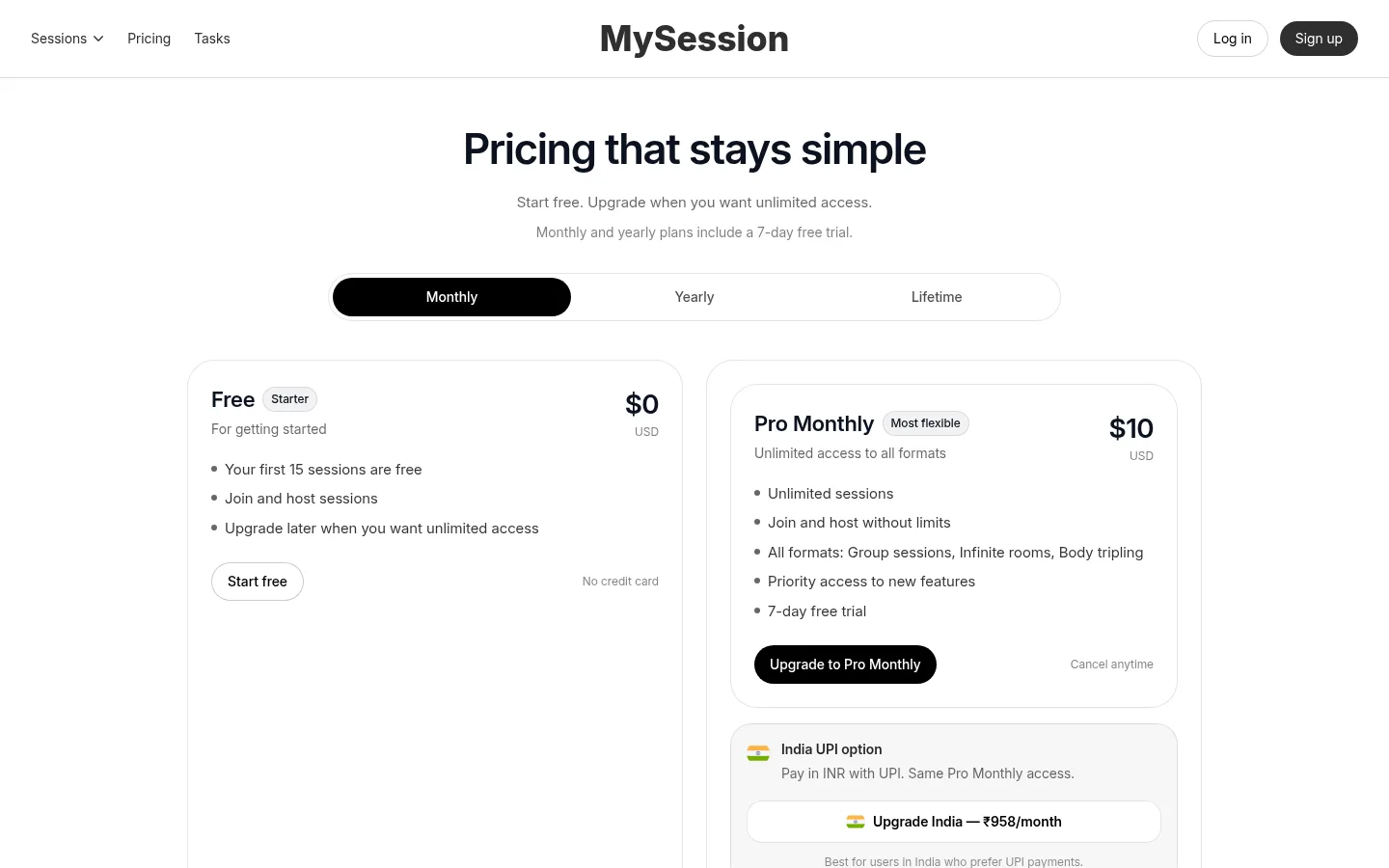 MySession screenshot 2