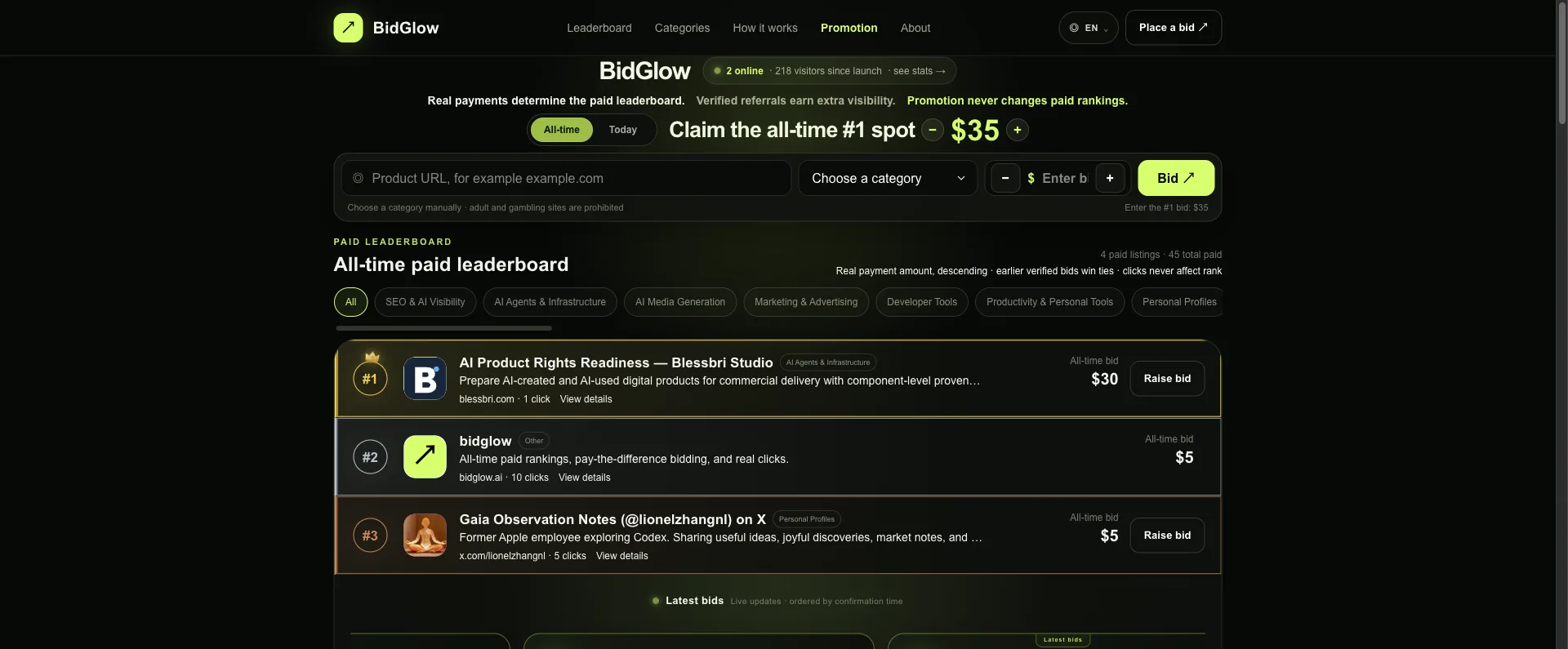 BidGlow screenshot 1