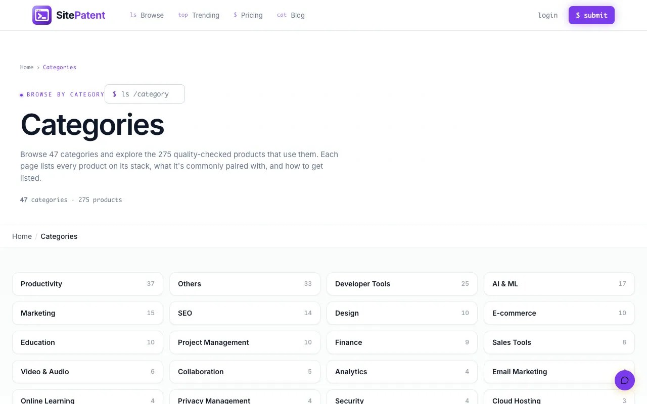 SitePatent screenshot 2