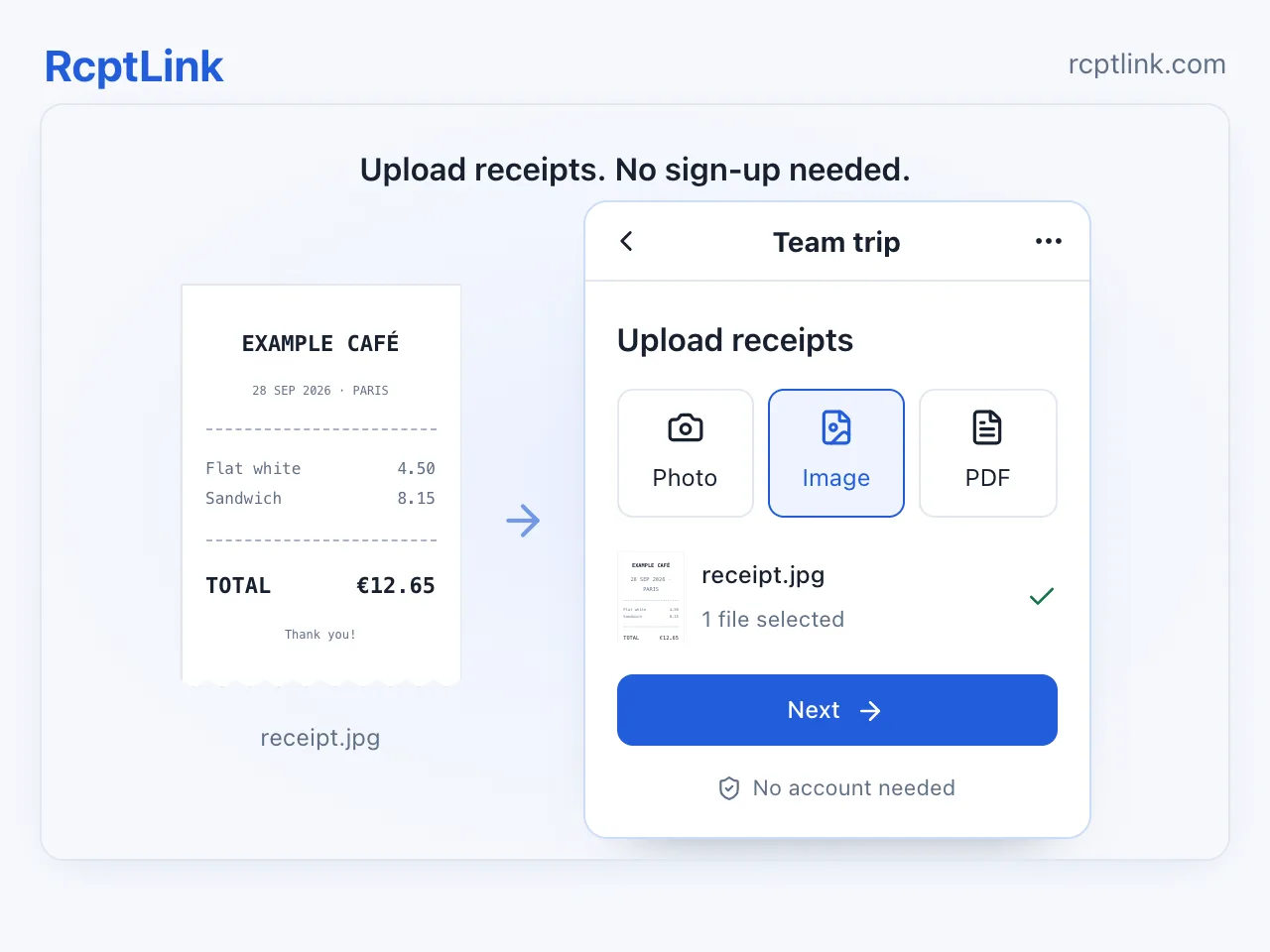 RcptLink screenshot 2